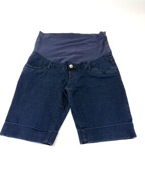 Thyme Maternity Navy Denim Bermuda Maternity Shortstop Size Medium